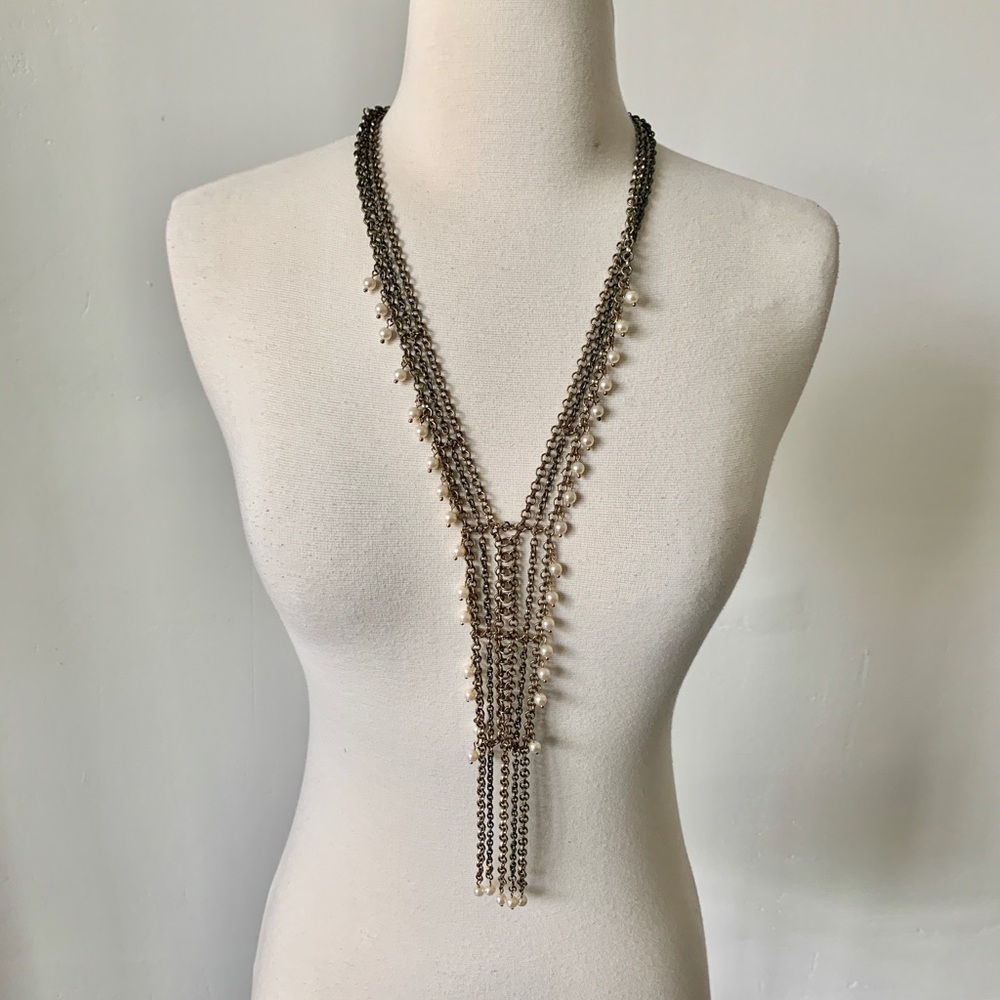 Gold and Pearl Body Chain Necklace
